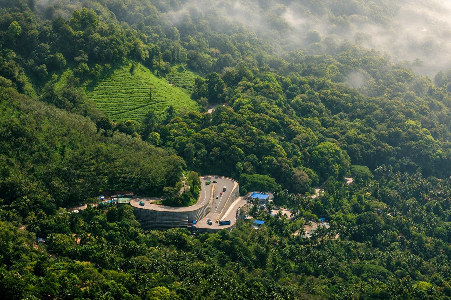 Wayanad Churam hairpin road through forested hills